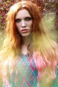 cool hair colour with boho wavy hairstyle